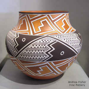 Geometric design on a polychrome jar