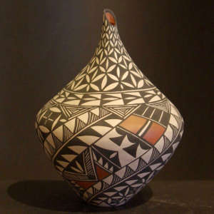 Geometric designs on a tall neck jar