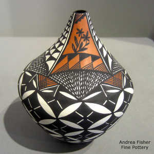 Geometric design on a polychrome tear drop jar