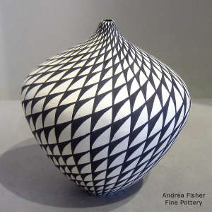 Black and white tear drop jar with geometric design
