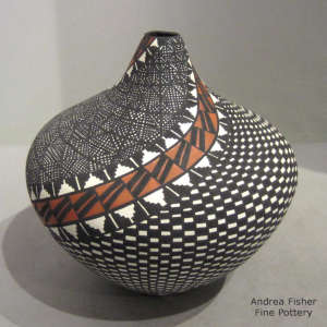 Geometric design on a polychorme tear drop jar