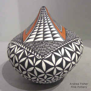 Geometric design on a polychrome tear drop jar