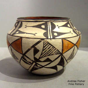 Geometric design on a polychrome jar