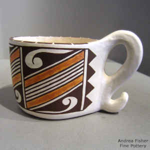 Geometric design on a polychrome cup
