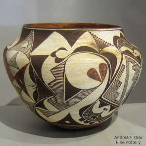 Rain, interlocking kiva step and geometric design on a polychrome jar