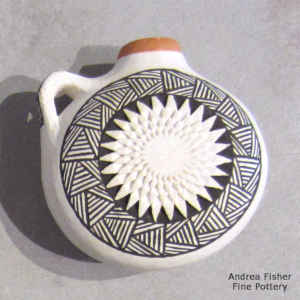 Miniature polychrome canteen with a geometric design and corrugated medallion