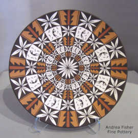 Kokopelli and geometric design on a polychrome plate