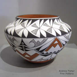 A 4-panel geometric design on a polychrome jar