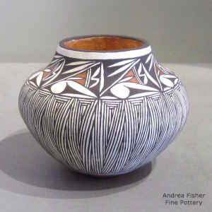 Miniature polychrome jar decorated with a geometric design