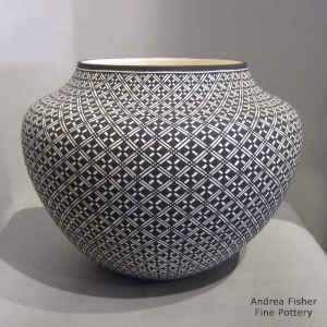 Geometric design on a black and white jar