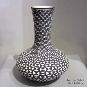 Black and white vase with a geometric design