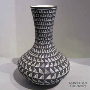 Black and white vase with a geometric design
