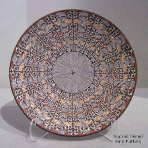 North Star fine line and geometric design on a polychrome plate