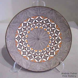 Polychrome plate with North Star and snowflake fine line plus pumpkin seed and geometric design