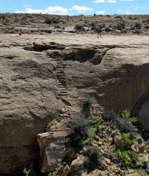 An ancient stairway cut into the canyon wall