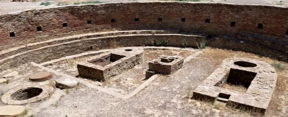 Ceremonial pits inside the main kiva at Chetro Ketl