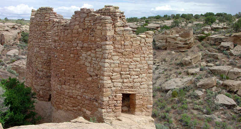 The stone and mud walls of the Twin Towers ruin