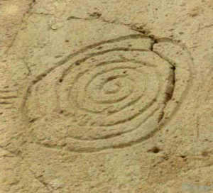 A spiral petroglyph from the wall