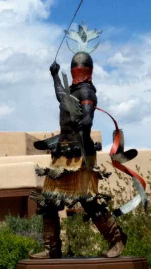 Bronze statue of a Native American warrior