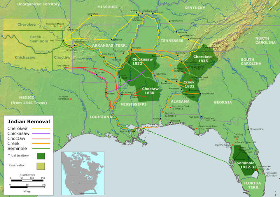 Map of the Trail of Tears