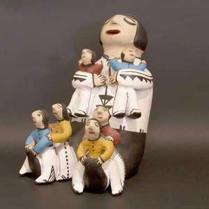 Six children on a grandmother storyteller