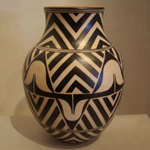 Geometric design on a polychrome jar