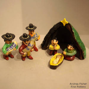 Click to see a larger version Seven pieces in a Navajo nativity set