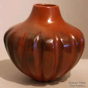 Brown melon jar with fire clouds