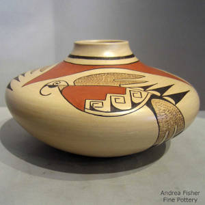 Awatovi star, bird element and geometric design on a polychrome jar