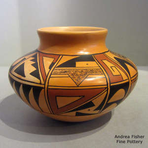 Geometric design on a polychrome jar