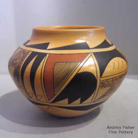 Geometric design on a polychrome jar