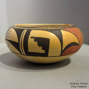 Geometric design on a polychrome bowl