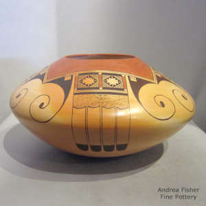 Red and black eagletail, Awatovi star and geometric design on a polychrome jar