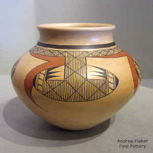 4-panel bat wing and migration pattern on a polychrome jar