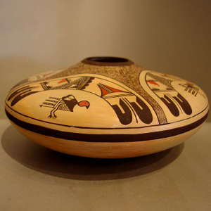 Bird element design on a polychrome jar