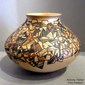 Small shard design on a yellow ware jar