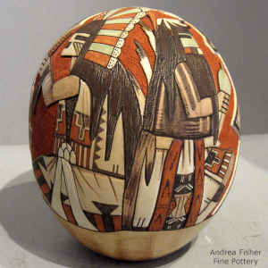 Hopi Purification Dance on a polychrome seed pot