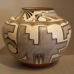 Zuni geometric design on a polychrome jar