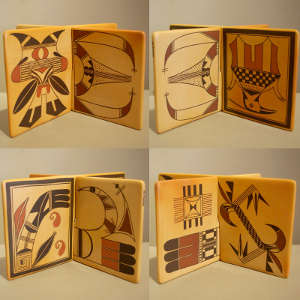 Bird element designs on interlocking tiles