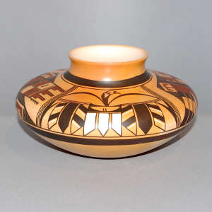 Niman eagle ceremony design on a yellow ware jar