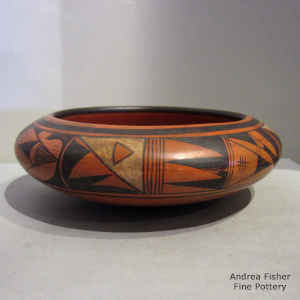 Geometric design on a polychrome bowl