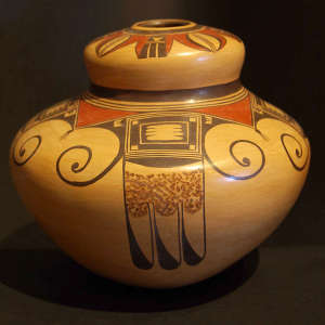 Eagle tail and geometric design on a Sikyatki-style jar