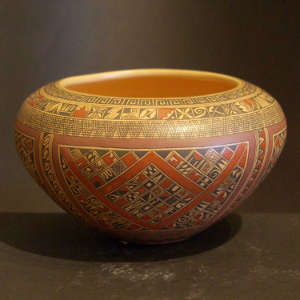 Small shard and geometric design on a polychrome jar