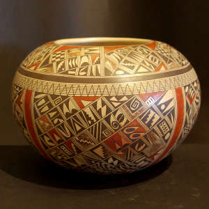 Small shard and geometric design on a polychrome jar