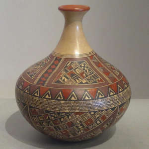 Fine shard and geometric design on a thin neck jar