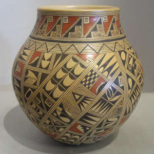 Medium shard and geometric design on a polychrome jar