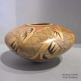Polychrome jar decorated with a migration pattern design and fire clouds