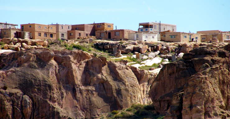 Acoma Pueblo atop the mesa A view of houses in Acoma Pueblo atop the mesa