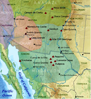 Map of influence areas in the southwestern states