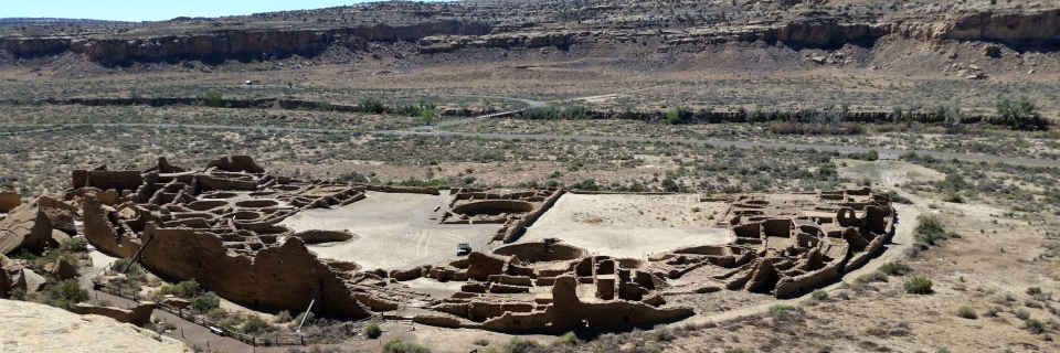 Looking down on the prehistoric ruin of Pueblo Bonito